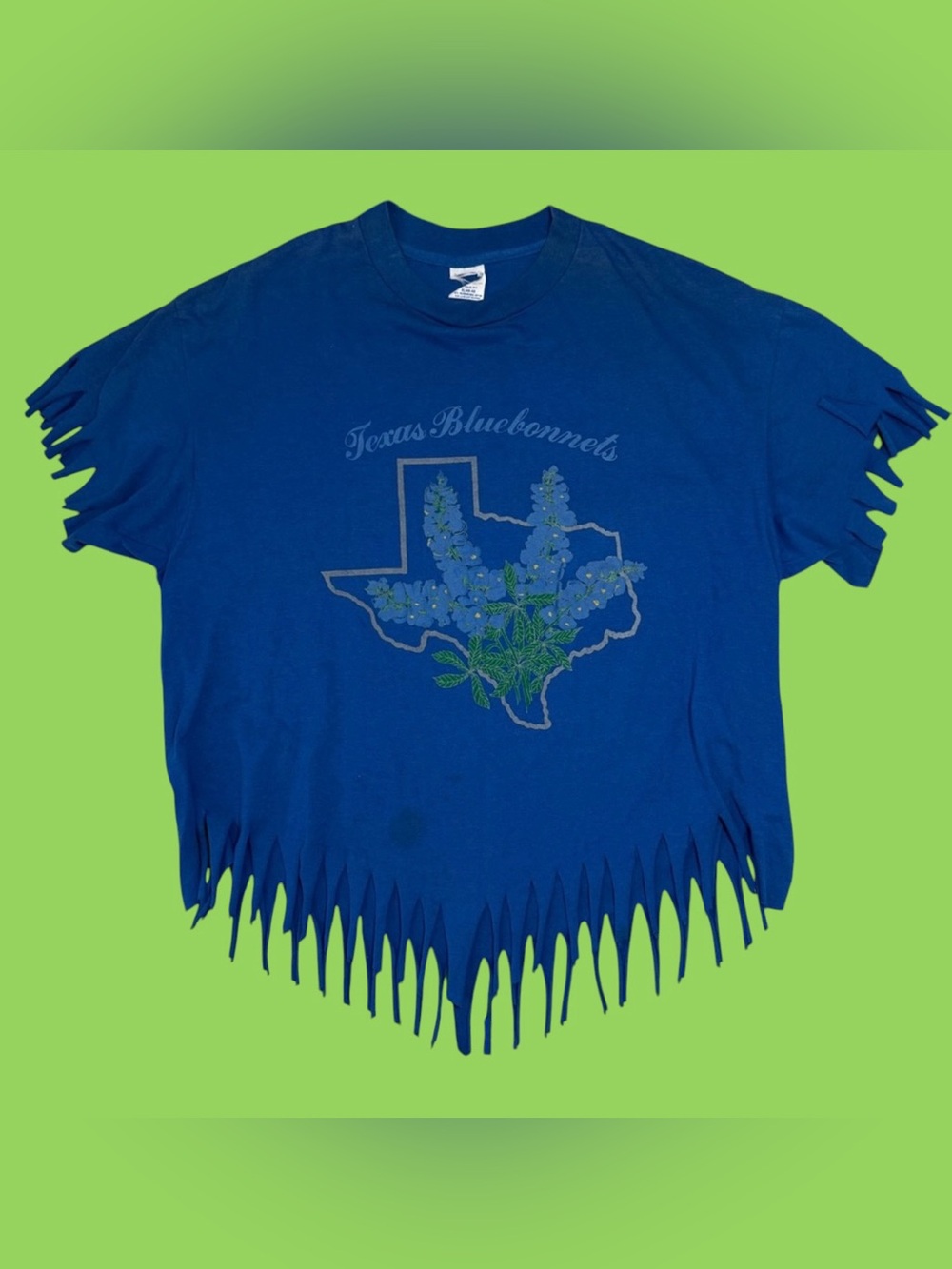 Vintage 90s Texas Bluebonnets Fringe Shirt Size Large